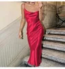 Casual Dresses Women Spaghetti Strap Bodycon Maxi Dress Slim Long Club Party Beach Satin Backless 2022 Summer