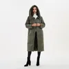 Femmes Down Parkas Malina À Capuche PU Mode Cravate Ceinture Manteaux Élégant Solide Faux Cuir Mince Long Coton Vestes Femme Dames 221124