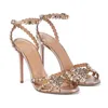 Cristal de salto alto sapatos vestido casamento high end cinderela noiva choo água diamante pérola moda feminina grande small7766