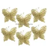 Christmas Decorations Christmas Decorations 6Pcs 2022 Ornament Tree Hanging Pendant Simation Butterfly Xmas Kerstboom Decoratieschri Dha8D