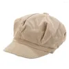 Bérets Simple Visière Béret Cap Classique Adultes Femmes Octogonal 8 Panneau Plaine Cabbie Pour Automne Hiver