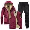 Mens Tracksuits Winter Plus Velvet Thick Lamb Cashmere Hoodiesvestspants Threepieces Set Warm Casual Wool 221124