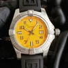 Watchmi6a lings Orologio di lusso Orologio automatico da uomo 43mm Quadrante giallo/nero Luminoso cinturino in caucciù impermeabile Acciaio inossidabile Meccanico titani