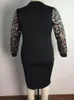 Plus Size Dresses 5xl för kvinnors paljett skarv full ärm ropa mujer höst mode elegant överdimensionerad kontor lady klänning vestidos