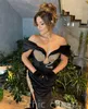 2022 Arabic Aso Ebi Black Mermaid Prom Adbites perline Crystals Evening Party Formale Accogliente Accogliente Ottimi di fidanzamento Birthing Dress ZJ765