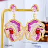 Boucles d'oreilles pendantes GODKI Big Bol Rose fleur goutte pour femmes mariage zircon cubique dubaï bijoux de Costume de mariée 2022 fête d'été