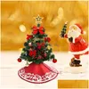 Décorations de Noël Décorations de Noël 2 pièces jupe d'arbre 12 pouces mini avec motif de bordure florale pour la fête de l'année décoration de Noël Dhxtp