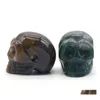 Pedras preciosas 2m 2m Fancy Jasper Skl Head estátua mão Mão esculpida no esqueleto humano figuras de reiki pedra de cura para casa o dh8gy