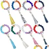 Party Favor Party Favor Drapeau Américain Porte-clés Bracelets De Perles En Bois Gland Imprimé À La Main Bracelet Pendentif Mode W Mylarbagsho Dhbid