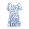 Casual Dresses Beach Outing Print Floral For Women Short Sleeve Summer Spring Elegant Female Dress Vestidos Mujer Verano 2022