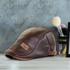 Berets Top PU Leather Sboy Golf Cap Men Planas Visor Hat Winter Autumn Warm Flat Caps Vintage Man Breathable Outdoor Hats