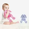 Kawaii Stripe Long Ear Rabbit Filled Toy With Bell Baby Resting Soft Cute Doll For Sleep ldren Gift Dropshipping Available J220729