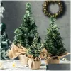 Décorations de Noël Décorations de Noël 30cm Mini Arbre Toile de jute Simation Fenêtre de bureau Affichage Cadeaux de vacances et livraison à la maison Dhmqd