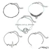 Pulseiras de charme 5 geometria combinada mapa elétrico oco mapa marinho marinheiro de abacaxi de abacaxi estilo de casca de casca mulher mulher ajustável bra dhdnq