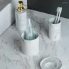 Bath Accessory Set Home Ceramics Bathroom Wash Lotion Bottle Mouth Cup Soap Dish Storage Tank Toilet Brush Marbling Four-piece Suit