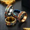 Полосы колец CZ Crinestone Crystal Spinner Ring Кольцо для женщин, мужчины, тревога, 6 -миллиметровая плодотворная из нержавеющая сталь