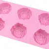 Rose Siliconen Schimmel met 6 holten Diy Handmade Soap Candle Chocolate Pudding Jelly Cake Dessert Herbruikbare keuken Bakgereedschap MJ1161