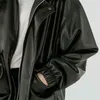 Leather coat Autumn Oversized leather jacket women long sleeve zipper turndown collar Loose black faux leather jackets for women 2022 L220728