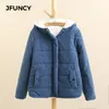 Womens Down Parkas Jfuncy Women Winter Fashion Jackets Fleece encapuzado à prova de vento quente fêmea de algodão fêmea de algodão rosa azul caqui 221124