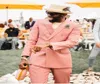 Coral Mens Wedding Tuxedos DoubleBreasted Groom Groomsmen WeddingTuxedos Popular Man Blazers Jacket 2 Piece SuitjacketpantsTie