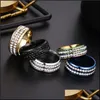 Band Rings Two Rows Crystal Ring Stainless Steel Diamond Rings Engagement Wedding For Women Men Fashion Jewery 080462 Drop Delivery J Dh3Ty