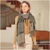 Scarves Plaid Scarves For Women Tassels Chunky Oversized Shawl Winter/Fall Warm Scarf Drop Delivery Fashion Accessories Hats Gloves Dh2Yn