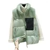 Gilets pour femmes vers le bas coton gilet 2022 femmes hiver Style couture agneau cheveux lâche contraste couleur tout match manteau