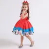 Robe de noël pour filles, tenue de princesse imprimée de dessin animé, avec nœud papillon, robes de fête décontractées pour enfants