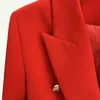 Damenanzüge, Blazer, HIGH STREET, klassische Designerjacke, schmale Passform, Metalllöwenknöpfe, zweireihig, Übergröße S-5XL, 221123