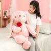 Leuke lange oren konijnenbedrijf Rose Plush Doll Soft Plush Toys voor kinderen slaperig knuffel pluche babyspeelgoed voor zuigelingen cadeau J220729