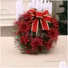 Décorations de Noël Décorations de Noël 1pcs 30cm couronne joyeuse porte d'entrée ornement mur guirlande de pin artificiel pour la fête de Noël D Dhvdf