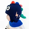 Enfants tricoté chapeau tridimensionnel dessin animé dinosaure licorne casquettes bonnets chaud cou enfants chapeaux fit 2-6Y