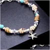 Anklets Beach Anklets Set Chain Womens Shell Starfish Mtilayer Pärled Bohemian Handmade Drop Delivery Jewely Dhlon