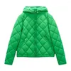 Women's Trench Coats 2022 Autumn And Winter Women's Zipper Green Hooded Regular Cotton Clothing Casual Warm Jacket