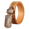 Belts For Men 3.8cm Wide Quality Design Chinese Ethnic Style Auspicious Pattern Embossing Cow Genuine Leather Belt