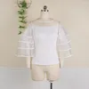 Blouses Femmes Femmes Blanc Cold Épaule Mince Transparent Voir À Travers Volants Tops Chemises Grande Taille Mode Bluas Fête Date Anniversaire