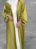 Ethnic Clothing Ramadan Eid Abayas For Women Kimono Femme Musulmane Satin Kaftan Maxi Abaya Dubai Arabic Turkey Islam Pakistan Muslim Dress