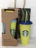 24 أوقية تغيير لون Tumblers الكوب من عصير الشرب البلاستيكي مع الشفاه وقهوة القهوة سحرية Costom Starbucks تغيير 86TG