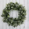 Decorative Flowers 45cm Artificial Garland Large Eucalyptus Wreath Home Door Wall Decoration Hawaiian Plant Flower