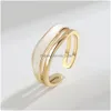 Bandringar minimalistisk guldfärg fingerringar för kvinnor mode kreativ design dublelayered geometriska party smycken gåvor släpp del dhbby