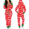 Mumins femininos Rompers Moda Pijamas de Natal com Hood Autumn Padr￣o de Papai Noel Adulto Cozida Cozida Breat￭vel 221123