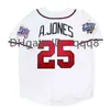 O beisebol universitário usa vintage 1990 World Series Baseball Jersey Chipper Jones Andruw Jones Greg 31 Maddux Javy Lopez Bobby Cox Ryan Klesko Tom Glavine John Smoltz