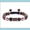 Beaded 10Pc/Set New Fashion High Quality Low Price With 8Mm Natural Stone Lucky Round Beads Woven Bracelet For Women Men Cha Dhgarden Dhu6V