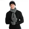 Inverno uomini e donne il cappello di lana set in fibra acrilica Calsa e anticarla Cappello addensato e guanti Atmosfera da tre pezzi J220721