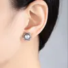 블랙 그레이 담수 진주 꽃 S925 실버 스터드 귀걸이 여성 보석 한국 패션 기질 레이디 섬세한 귀걸이 액세서리 선물