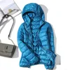 Parka da donna in piumino invernale da donna giacca sottile ultraleggera giacche con cappuccio in anatra bianca manica lunga cappotto caldo Parka capispalla portatile femminile 221124