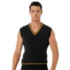 Heren tanktops vest heren slanke sport halloween cosplay kostuum gebreide v nek mouwloze trui kleurblok gestreepte vest gebreide waastwear