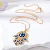 Emaille Türkei Evil Eye Fatima Hand Halskette für Frauen Hohl Blue Eye Hand Halsketten Schmuck