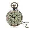 Pocket horloges bronzen Romeinse horloge antieke cijfers ketting ketting hanger kwarts swd889