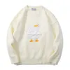 Men's Sweaters Harajuku Oversized Knitted Sweater Men Cartoon Duck Goose Embroidery Jumpers Japanese Fashion O-Neck Streetwear Couple Unisex 221124